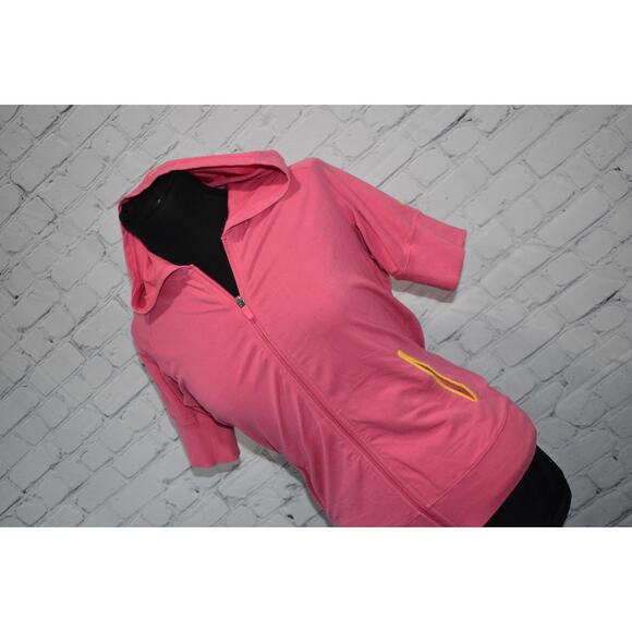 Nike LiveStrong Hoodie Womens Size XS Pink Performance Short Sleeve Full Zip - Picture 1 of 8